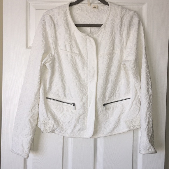 Anthropologie Jackets & Blazers - Anthro Cream bomber jacket lace details